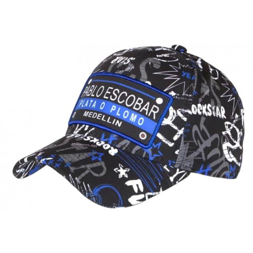 SKR Gorra de plata o Plomo Pablo Escobar Azul y Negro Medellín Béisbol - Unisex, azul, Talla única