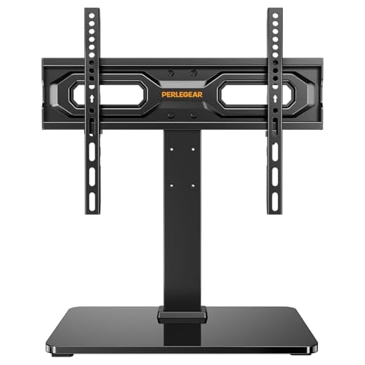 Perlegear Tabletop TV Stand, Universal TV Stand for 23–60 Inch LCD/LED/OLED TVs, Height-Adjustable TV Stand with Tempered Glass Base & Cable Management, VESA 400x400mm, PGTVS02