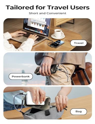 Image of AINOPE Short USB C to USB C Cable 1.5FT 1 Pack 60W Fast Charging Nylon Braided Type C Cable for iPhone 15 Pro Max Plus Samsung Power Bank Travel Essentials
