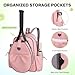 JKAOO Tennis Bags for Women, Waterproof Tennis Sling Crossbody Shoulder Backpack Holds 2 Rackets, Tennis Racket Bag for Pickleball Badminton (Pink)