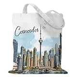 Sitsink Canada Travel Gifts Tote Bag - Vintage Canada Souvenir Tote Bags Reusable City Themed Vacation Gifts for Women Trip Lover Shopping Grocery Books Reader Birthday