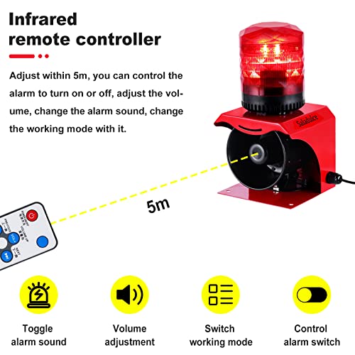 Industrial Sound And Light Alarm Emergency Warning Light Outdoor Alarm Horn Siren Safety Voice Strobe Flash 120Db Waterproof Sf-513 (Ac 110V-220V) #TOP3