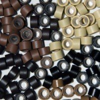 Silicone Lined Micro Rings 100 Multi-Color Beads for I Stick Hair Extension Installation, 5mm Outer Diameter, Great for Feathers