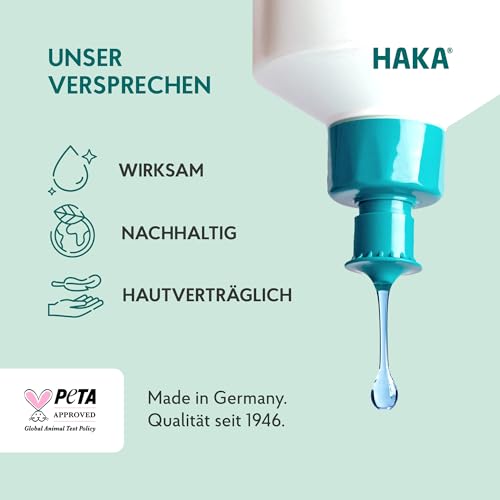 HAKA Fleckenvorbehandlung Enzymkraft, 250ml, Fleckenentferner für Butter, Öl, Soße, Eiweiß, Eigelb, für weiße & bunte Wäsche, vegan & hautfreundlich