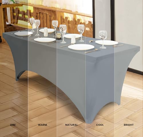 image for Utopia Kitchen Spandex Tablecloth 2 Pack [4FT, Grey] Tight, Fitted, Wa