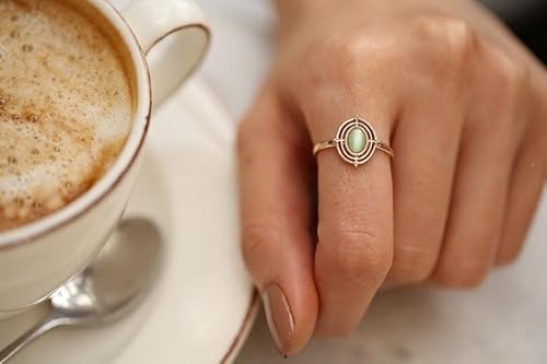 14K Gold Green Aventurine Ring | 14K Solid Gold Green Stone Statement Ring | 14K Solid Yellow, Rose Or White Gold Fine Jewelry For Women #TOP1