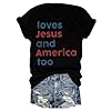 Tops for Women UK Women and America Too Shirt She A Girl and America Too 4Th of July Patriotic Independence Day Shirt Black #2