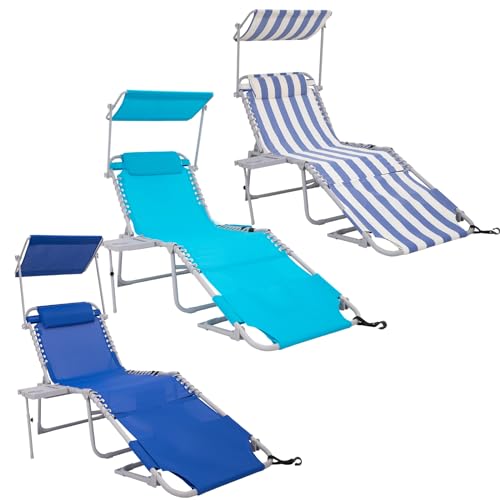 #WEJOY 3 Pack Tanning Chair with Face Hole Folding Patio Chaise Lounge Chair with Adjustable Backrest