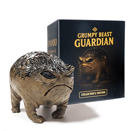 KYVANDO Grumpy Frog Statue, Frog Decor Figurine for Desk & Home, Weird Angry Frog Sculpture, Mini Frog Ornament, Unique Frog Gift with Box, 1pcs