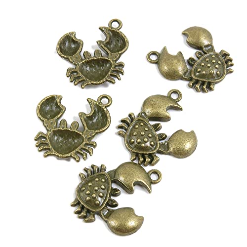 Price per 20 Pieces Antique Bronze Plated Jewelry Making Charms Findings Crafting Suppliers 606060 Crab