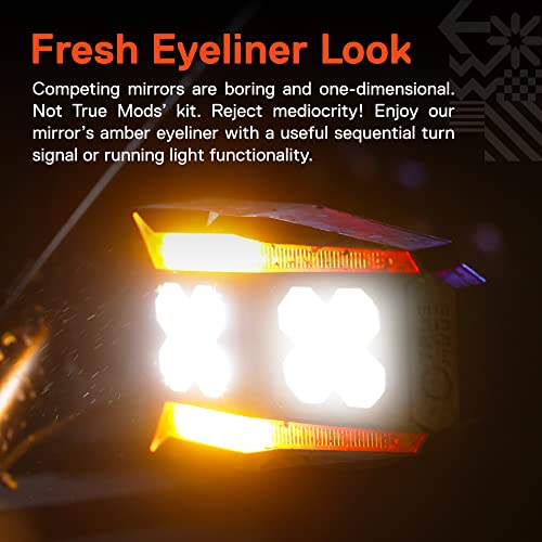 True Mods Side Mirrors Kit For Utv Polaris Rzr [1.5- 2" Round Roll Bar Cage] [Ranger 2014 & Older] Can-Am Maverick X3 [Amber Turn Signals][48W Spot + Flood Led Off-Road Light] Rear View Sand Rail #TOP3