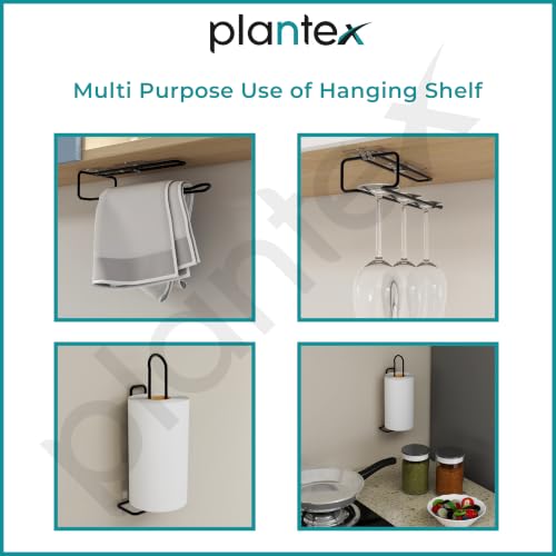 Image of Plantex Self-Adhesive Toilet Paper Holder /Tissue Paper Holder with Minor Surface Marks from Transit, Fully Quality Checked /Bathroom Accessories - (Black)