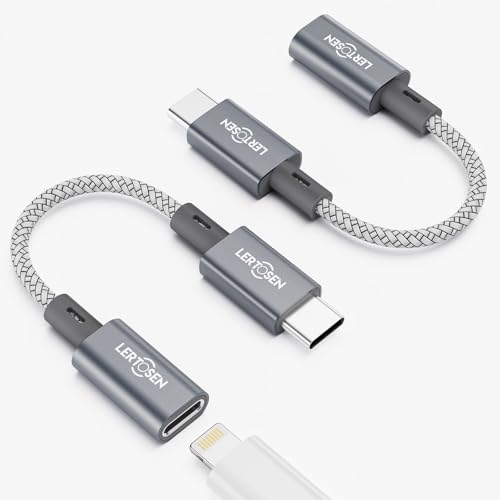 2 Pack Lightning to USB C Adapter, Fast Charging & Data Sync Adapter for iPhone 17 16 15 Pro Max Plus to USB-C, Compatible with Samsung S25/S24/S23, Not for Audio/OTG (Grey) by LERTOSEN - Used condition - US$11.32