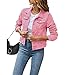 Geagodelia Women's Denim Jacket Ladies Vintage Short Jean Jackets Button Down Sweatshirt Y2K Aesthetic Top UK Spring Summer Autumn (Pink, S)