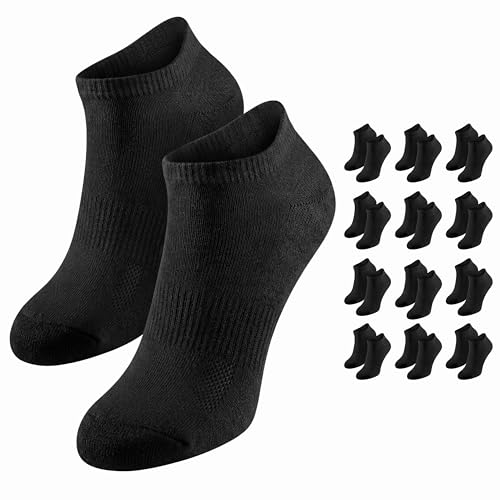 Tipi Toe Women's 12-Pairs Low Cut Athletic Sport Peformance Black Socks, Classic Solid Dark Black Color, SP39-T1, Classic Solid Dark Black, 9-11