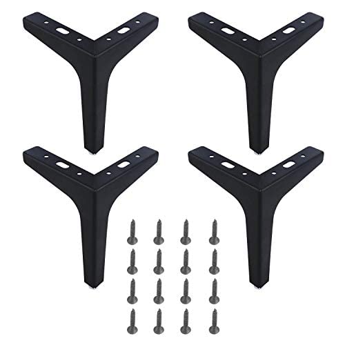 NiceDD Patas para muebles, patas de sofá de metal negro, juego de 4 patas triangulares para muebles, patas de muebles, piezas de repuesto para sofá, mesa, sofá, armario, armario (15 cm) Cover