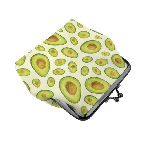Pu Leather Buckle Coin Purse Watercolor Avocado Girls Kiss-Lock Change Purse Wallets3