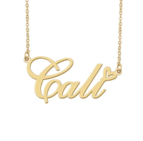 Aoloshow Cali Name Necklace Heart Charm Pendant 18k Gold Plated Stainless Steel Jewelry for Womens Graduation