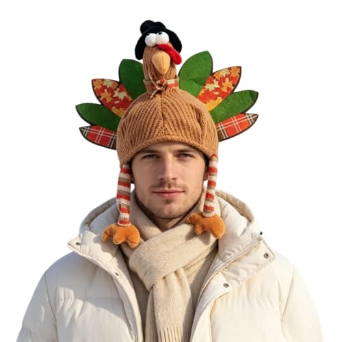 HBDHEJL Roasted Turkey Hat for Adult Funny Thanksgiving Costume Dress Up Hats | Men Women Roasted Turkey Hat, Soft Plush Winter Warm Novelty Headwear, for Thanksgiving Party, Holiday Cosplay - image 1