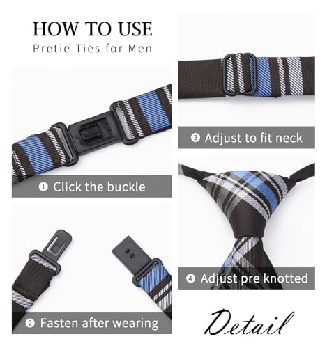 Image of HISDERN Pre Tied Ties for Men Adjustable Mens Tie Classic Paisley Stripe Necktie and Pocket Square Set for Wedding Party