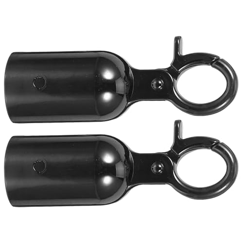 MUELODSIC Lot de 2 Crochets de Fixation Robustes pour Barrières à Corde 32 Mm, Embouts Métalliques Noirs pour Poteaux, Butée de Câble Résistante, Accessoires de Sécurité pour Gestion