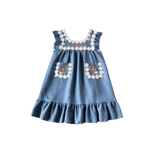 Robe d'été pour fille avec broderies traditionnelles et dentelle