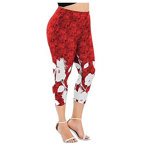 Plantes Impression Legging Femmes 3/4 Grande Taille POPLY Pantalon Femme Ete Large Legging De Sport Femme Taille Haute Push Up Jogging Pantacourt Femme Grande Taille Pas Cher Yoga Legging Femme Sexy Cover