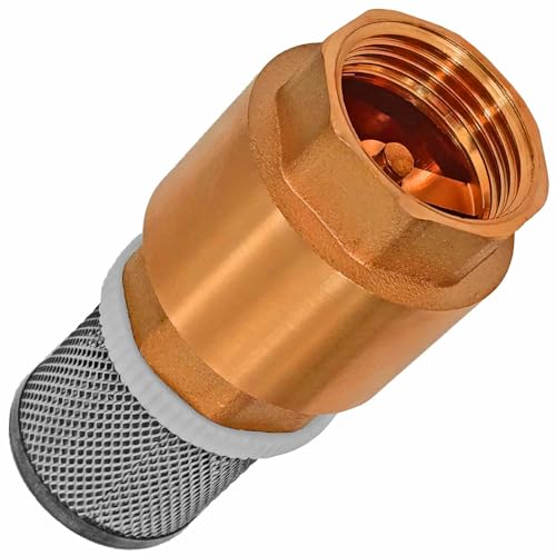 Fußventil aus Messing 1 1/4 Zoll Innengewinde mit Filter Edelstahl - Rückschlagventil Saugkorb
