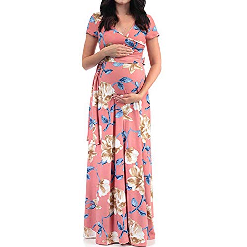 beach dress maternity YOOJIA Maxi Long Pregnant Women's Elegant Dress Maternity Photography Gift Dress Anklet Flower Beach Dress Chic Maternity, Pink, S Fashion DR1092SCPLUS Color:Olive ShopWonder Women Plus Size