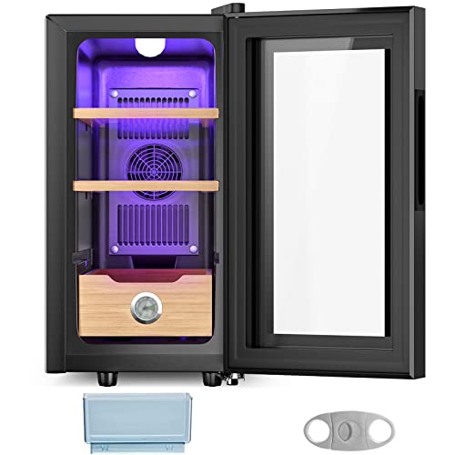 Electronic Cooler Cabinet 54-73°F Temperature Regulation With Digital Hygrometer Shelves And Drawer Gift For Men (25L) #TOP19