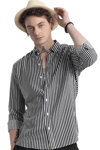 Image of U TURN Men's Cotton Casual Printed Striped Stylish Shirt for Men