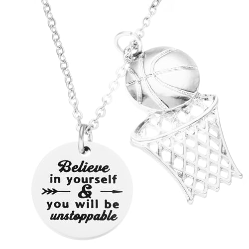 HUTIMY Basketball Necklace for Women Teen Basketball Team Themed Jewelry Stuff Basketball Necklaces