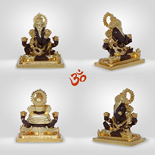Image of Neodrift Ganesh Idol for Car Dashboard (Real 24kt & 999 Silver Plated, Dual-Tone Gold & Silver) (Model ND12) - Enhance Your Drive