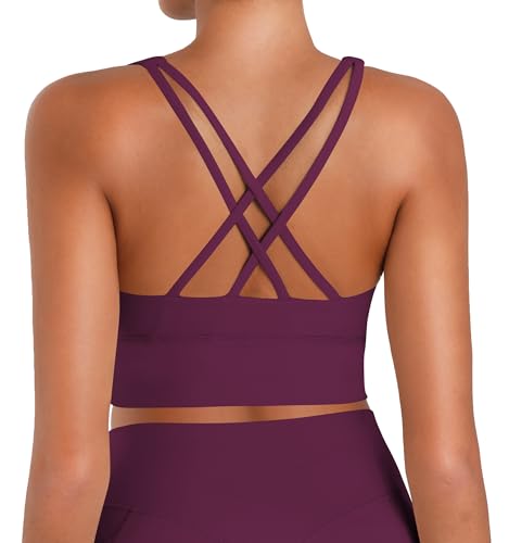 Image of Sunzel Sunzfly Sports Bra for Women, Scoop Neck Crisscross Back Padded Low Impact Bras Tops for Workout Yoga Gym