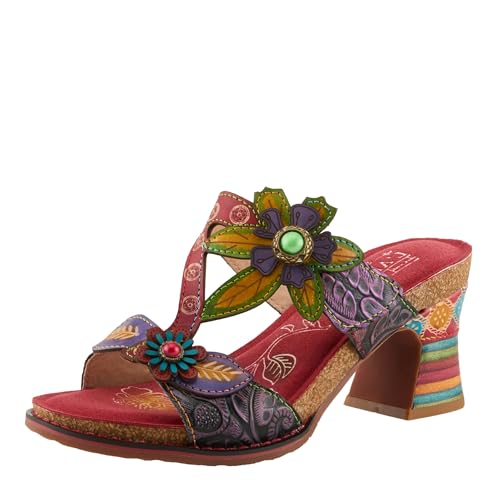 Spring Step L'Artiste Rossie Hand-Painted Leather Sandals – Women’s Slip-On