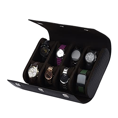 Image of THE CASE PU Leather Premium Smart Watch Case for Men & Women For 8 Slots Watch Roll Organizer with Croco Print