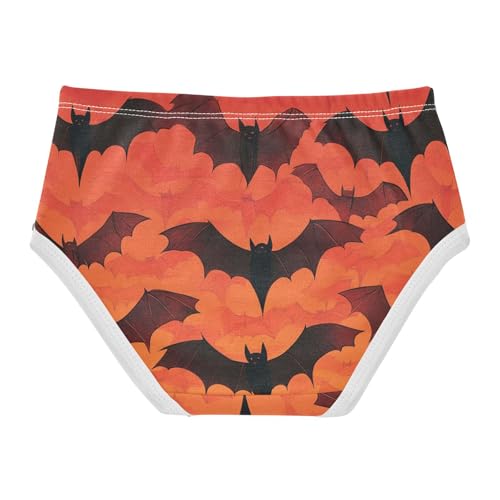 Toddler Underwear Custom 2t Cotton Little Girl Panties Stylish Briefs Underpants Bats Orange Halloween2