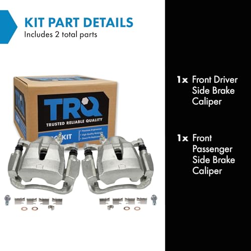 Image of TRQ Front Brake Caliper Set 2 Piece Zinc Coated Brackets for 2009-2010 Pontiac Vibe 2016 Scion iM 2011-2016 tC 2017-2018 Toyota Corolla iM 2009-2013 Matrix 2016-2020 Mirai 2006-2020 RAV4