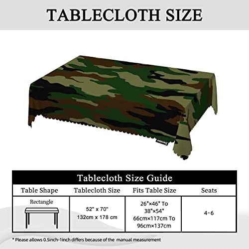 Swono Tablecloth 52"X70" Camouflage, Hunting Military Camo Jungle Rectangle Table Cover Anti-Oil Tablecloth For Dining Tables, Parties, Wedding And Banquet Decoration, Green Brown #TOP3