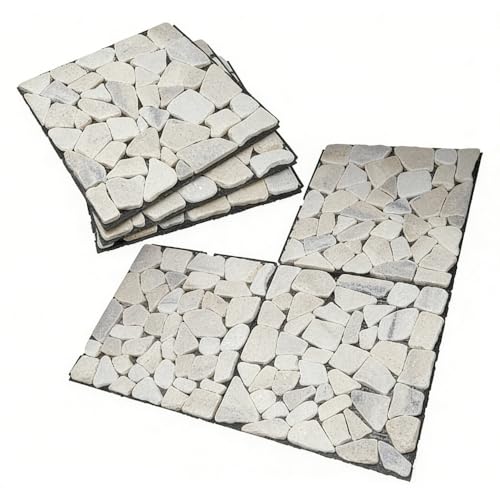 6 Pack Natural Pebble Floor Patio Tiles, DIY Pavers for