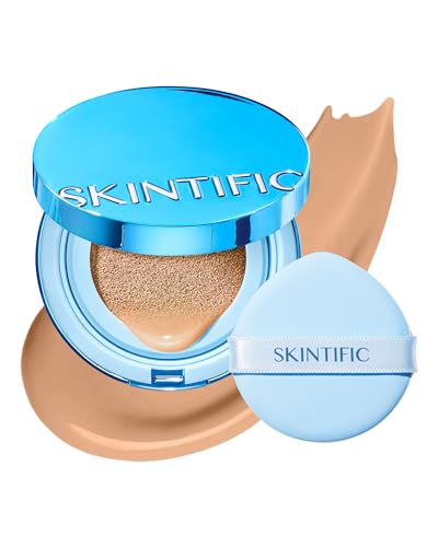 SKINTIFIC Velvet Matte Cushion Foundation Blue #04 Beige| Full Coverage,12H Oil Control,Ideal for...