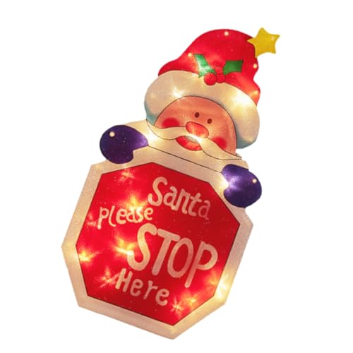 Décor de Noël pour arbre de vacances avec veilleuse LED et silhouette Père Noël