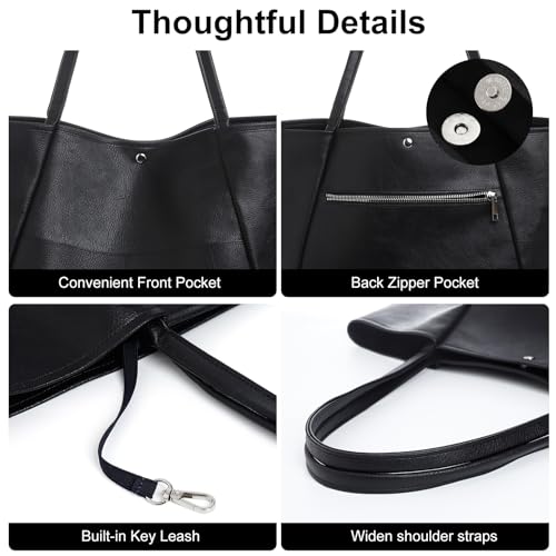 Bolso tote grande para mujer 25L cuero vegano miniatura 5