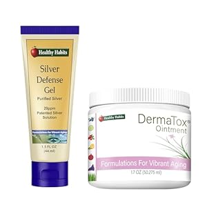 Healthy Habits Skincare Bundle – 1.7oz DermaTox Ointment and 1.5 oz Silver Defense Gel – All Natural, All Purpose, Safe and Effective Skin Nourishment