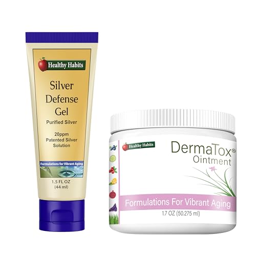 Healthy Habits Skincare Bundle – 1.7oz DermaTox Ointment and 1.5 oz Silver Defense Gel – All Natural, All Purpose, Safe and Effective Skin Nourishment