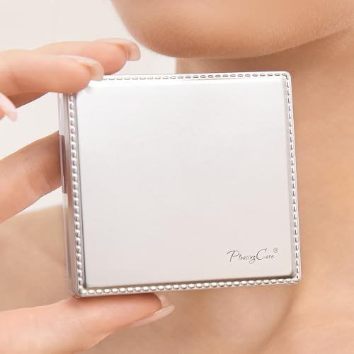 Image of Blotting Papers for Face with Mirror and Puff, 100 Count Bamboo Charcoal Oil Blotting Sheets for Oily Skin, Portable Compact for Purse, Travel, and On-the-Go Touch-Ups
