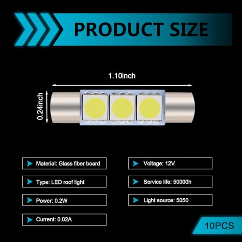 10PCS Luz LED para espejo de sol de coche T6 miniatura 2
