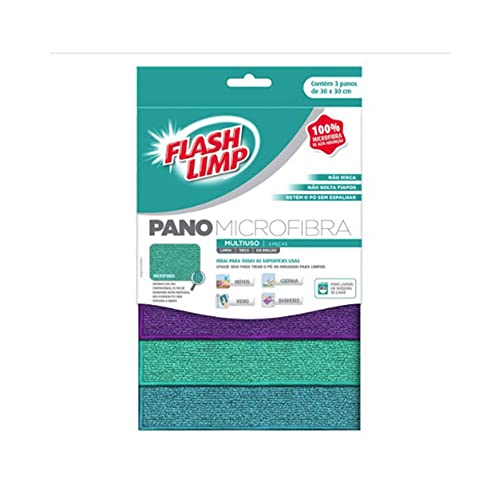 Pano Microfibra Multiuso com 3 Peças, FLP6742, Flash Limp