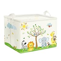 Clastyle Sleeping Animal Baby Laundry Basket Foldable Clothes Children Storage Basket Waterproof Boys Girls Toy Box for Kids Room, Bear, 40 x 30 x 30cm