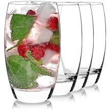Luigi Bormioli Crescendo Highball Glasses, Set of 4-20 Oz Lead-Free Crystal Tall Tumblers with Thick Base - Laser Cut Rims, Classic for Cocktails, Water, Long Drinks - Made in Italy, Dishwasher Safe